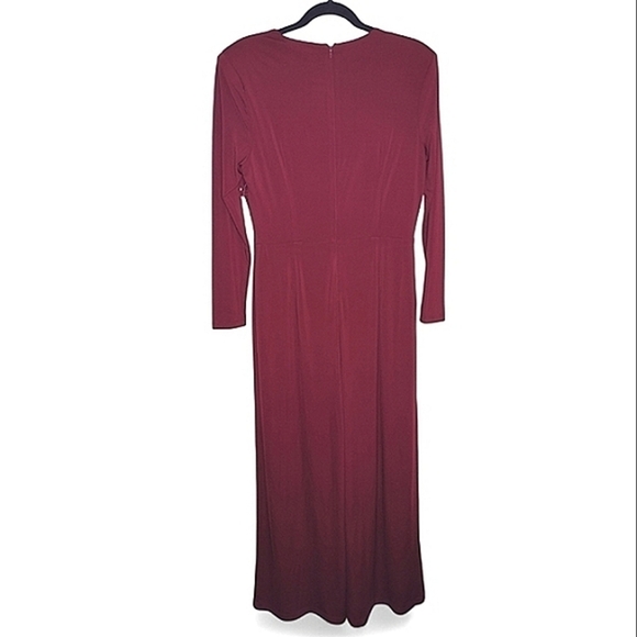 Alexia Admor NWT Long Sleeve Draped Wide-Leg Jumpsuit L Burgundy Stretch - Picture 6 of 10